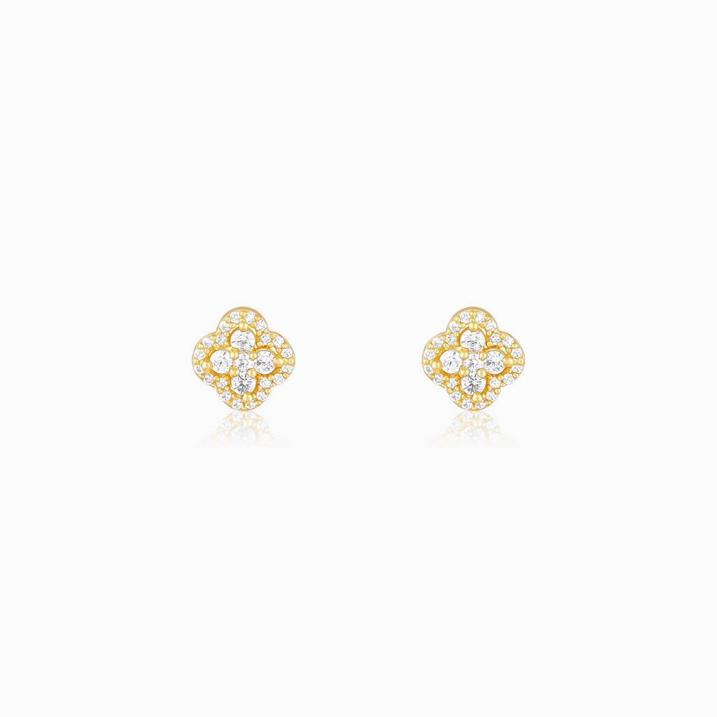 Golden Pansy Flower Earrings : ER0688