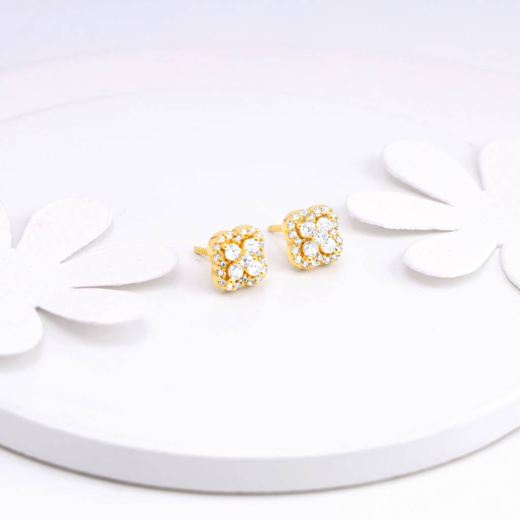 Golden Pansy Flower Earrings : ER0688