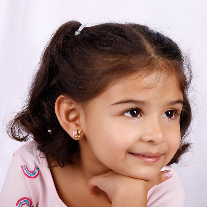 Golden Baby Elephant Kids Earrings (4-12 Yrs) : ER0690