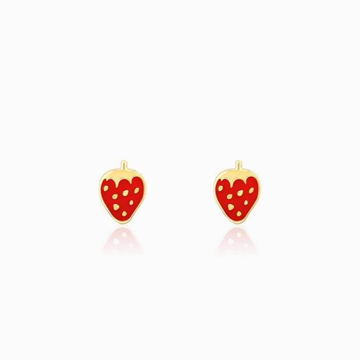 Golden Cute Strawberry Kids Earrings (4-12 Yrs) : ER0693