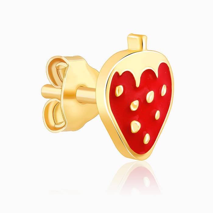 Golden Cute Strawberry Kids Earrings (4-12 Yrs) : ER0693