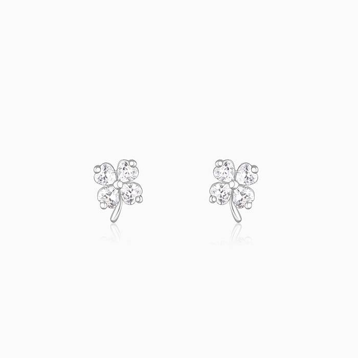 Silver Flower Clover Studs : ER0700