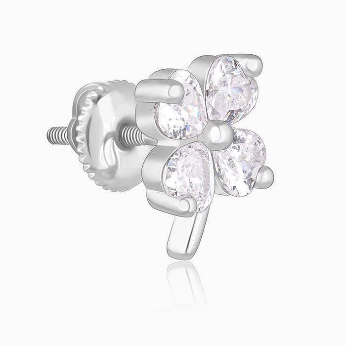 Silver Flower Clover Studs : ER0700
