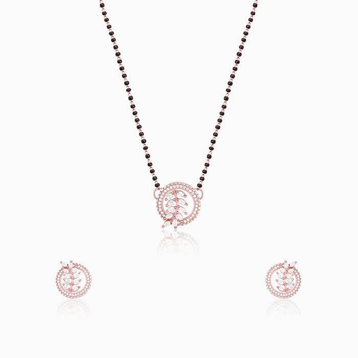 Rose Gold Periwinkle Mangalsutra Set : ER0708PD0721