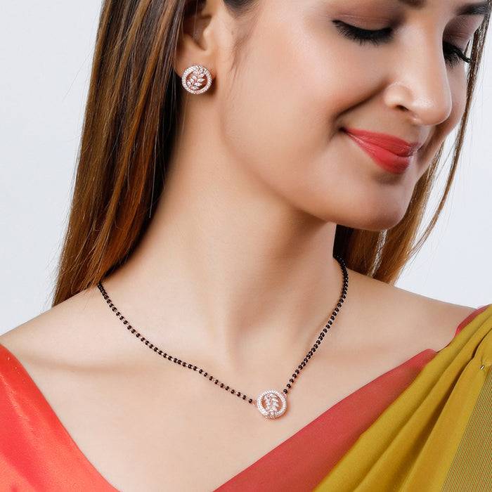 Rose Gold Periwinkle Mangalsutra Set : ER0708PD0721