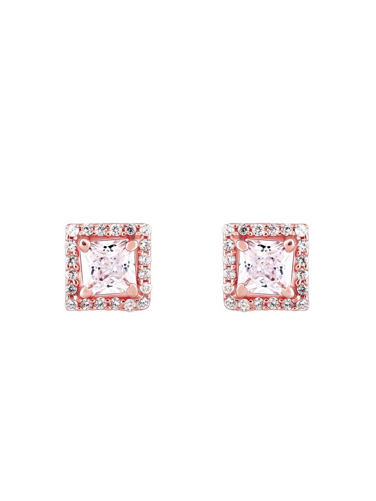 GIVA 925 Sterling Silver Rose Gold Classic Halo Square Earrings