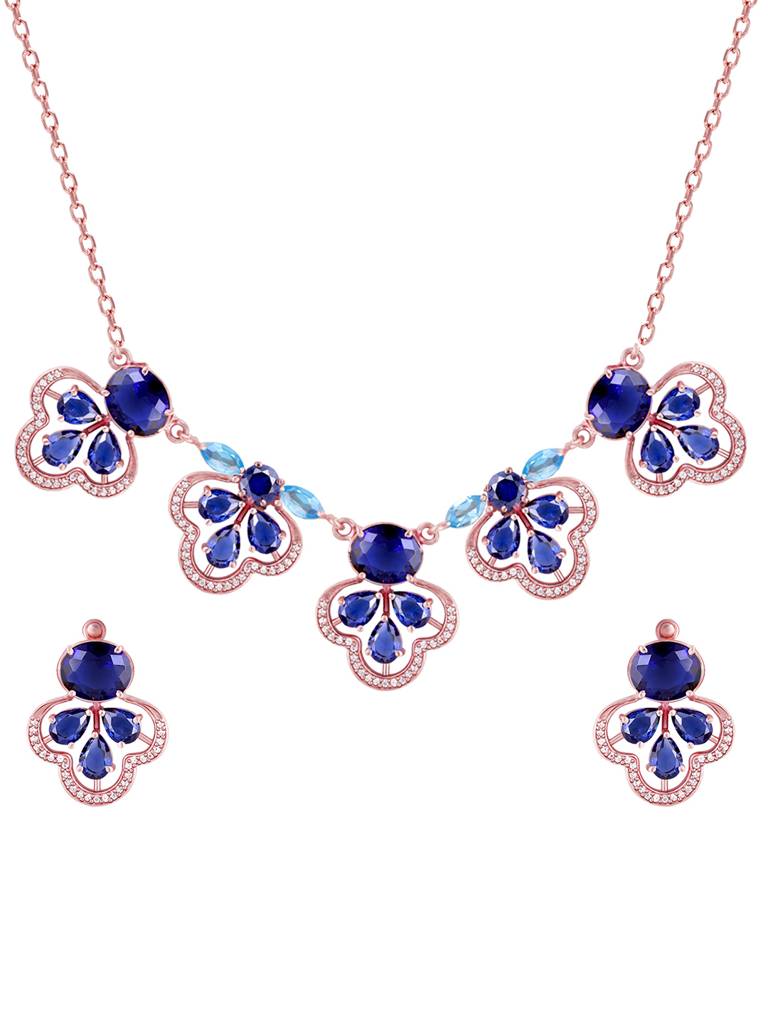 GIVA 925 Sterling Silver Rose Gold Blue Paradise Set