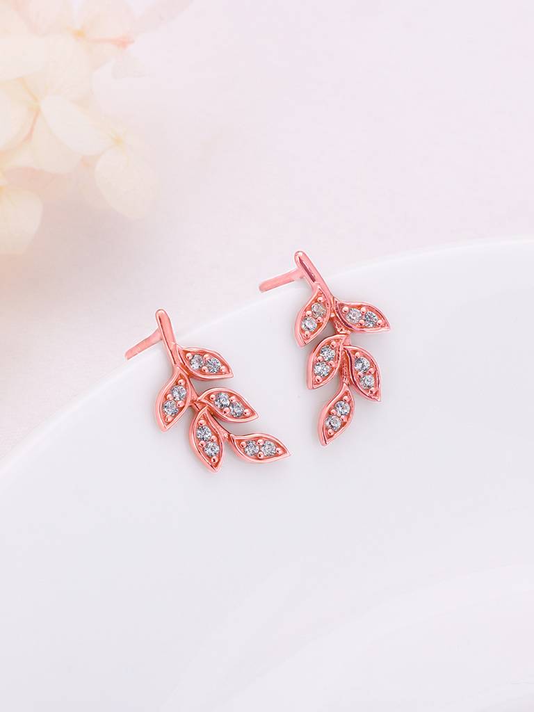 GIVA 925 Sterling Silver Rose Gold Autumn Leaf Earrings