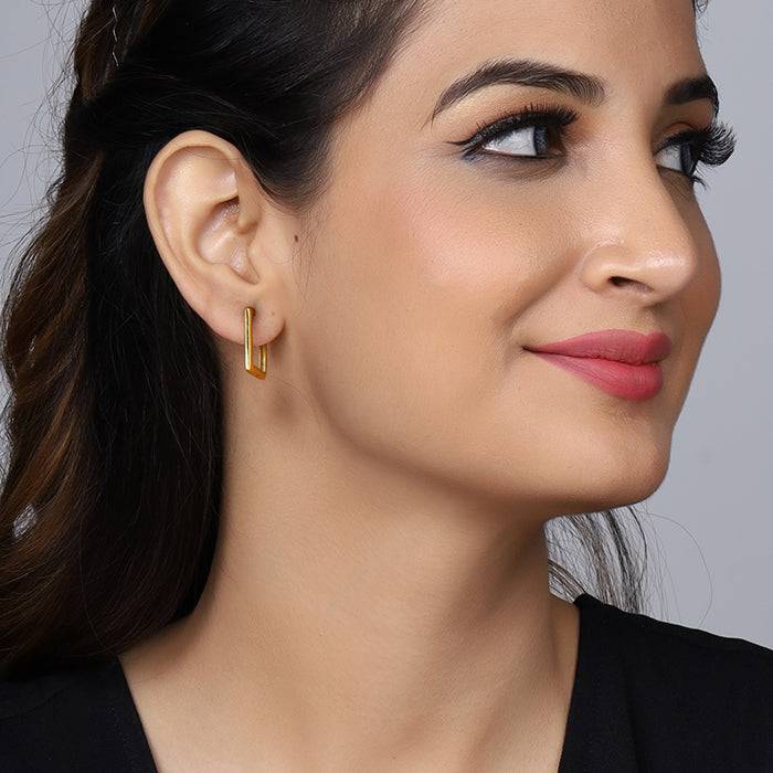 Golden Square Hoop Earrings : ER0732