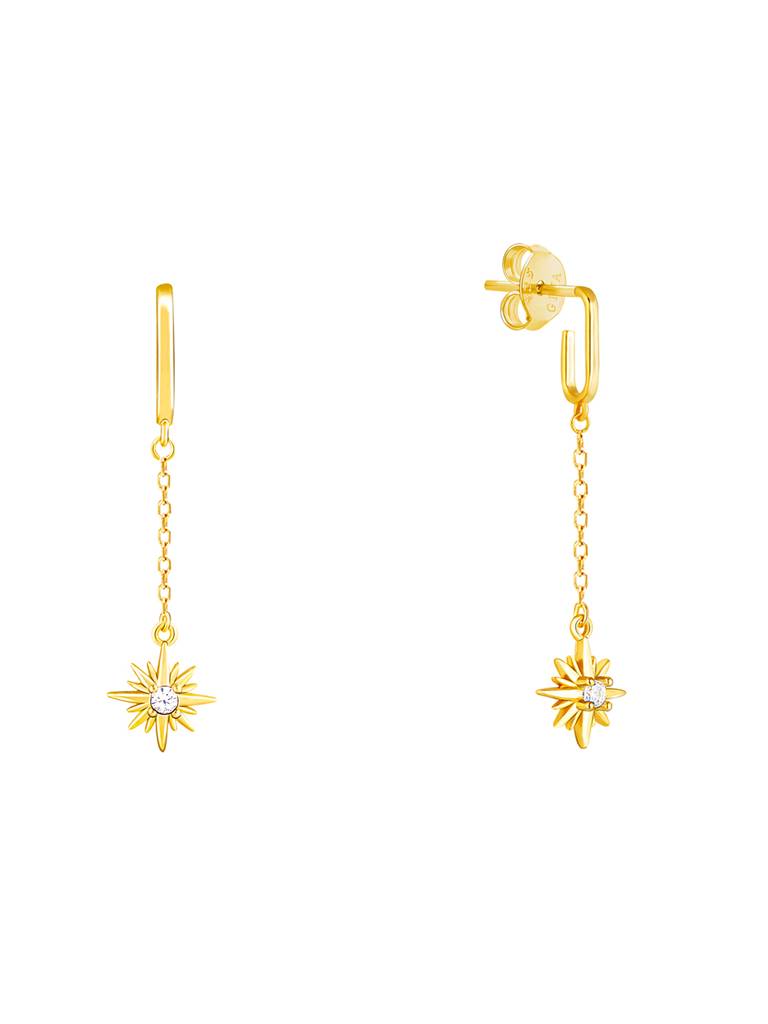 GIVA 925 Sterling Silver Golden Sparkling Star Dangling Earrings