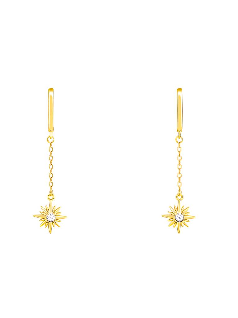 GIVA 925 Sterling Silver Golden Sparkling Star Dangling Earrings