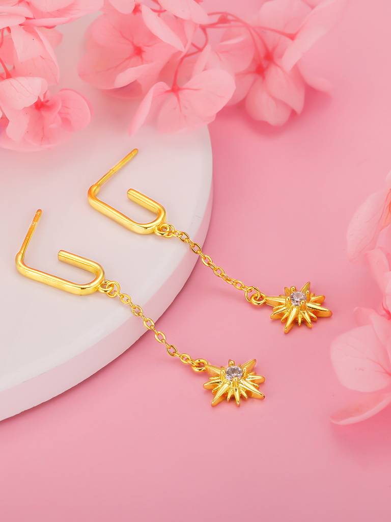 GIVA 925 Sterling Silver Golden Sparkling Star Dangling Earrings