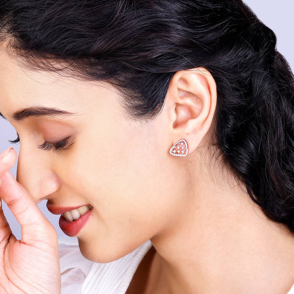Rose Gold Set-Square Earrings : ER0749