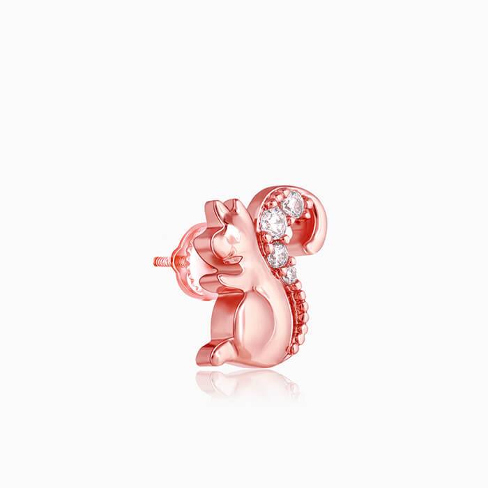 Rose Gold Squirrel Love Earrings : ER0781