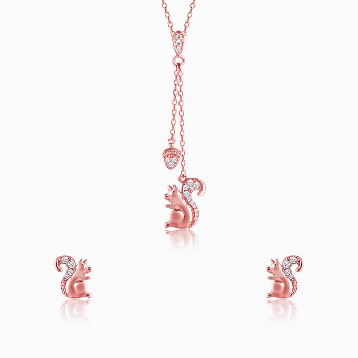 Rose Gold Squirrel Love Set : ER0781PD0682