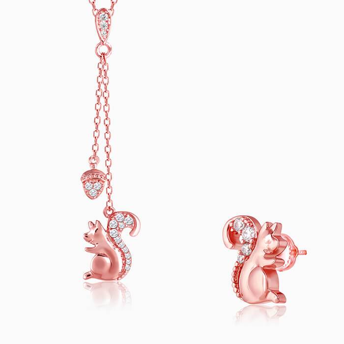 Rose Gold Squirrel Love Set : ER0781PD0682