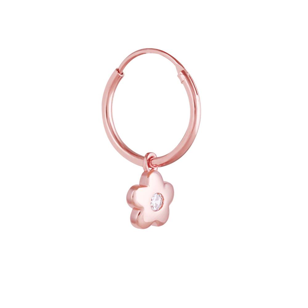 Silver Rose Gold Floral Hoop Earrings : ER0804