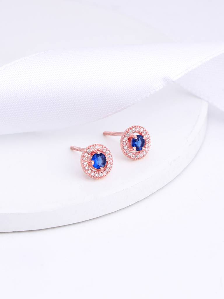 Giva 925 Silver Rose Gold Blue Velvet Studs : ER0808