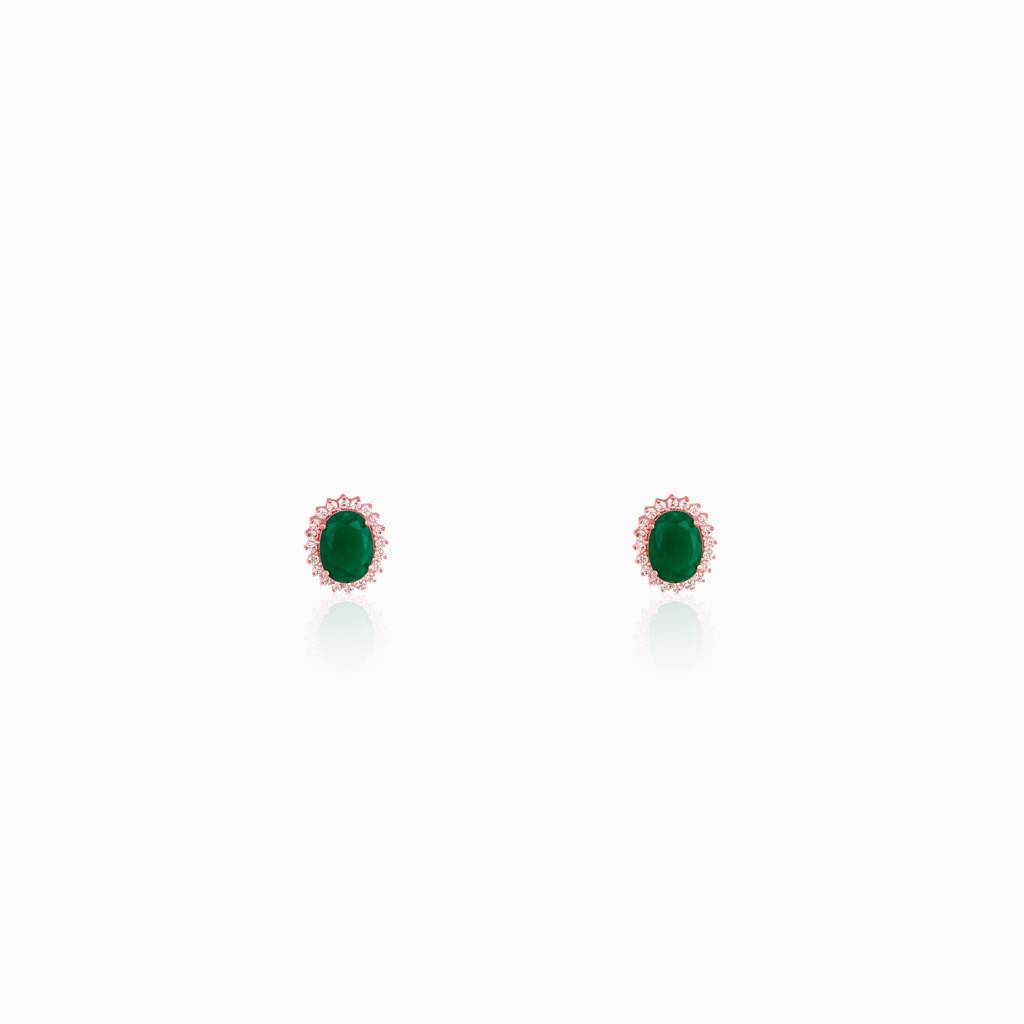 Rose Gold Evergreen Halo Studs : ER0810