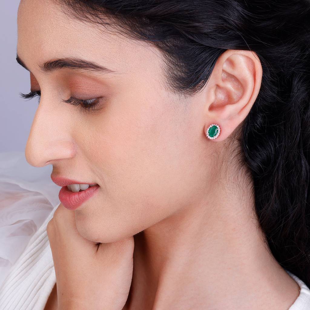 Rose Gold Evergreen Halo Studs : ER0810