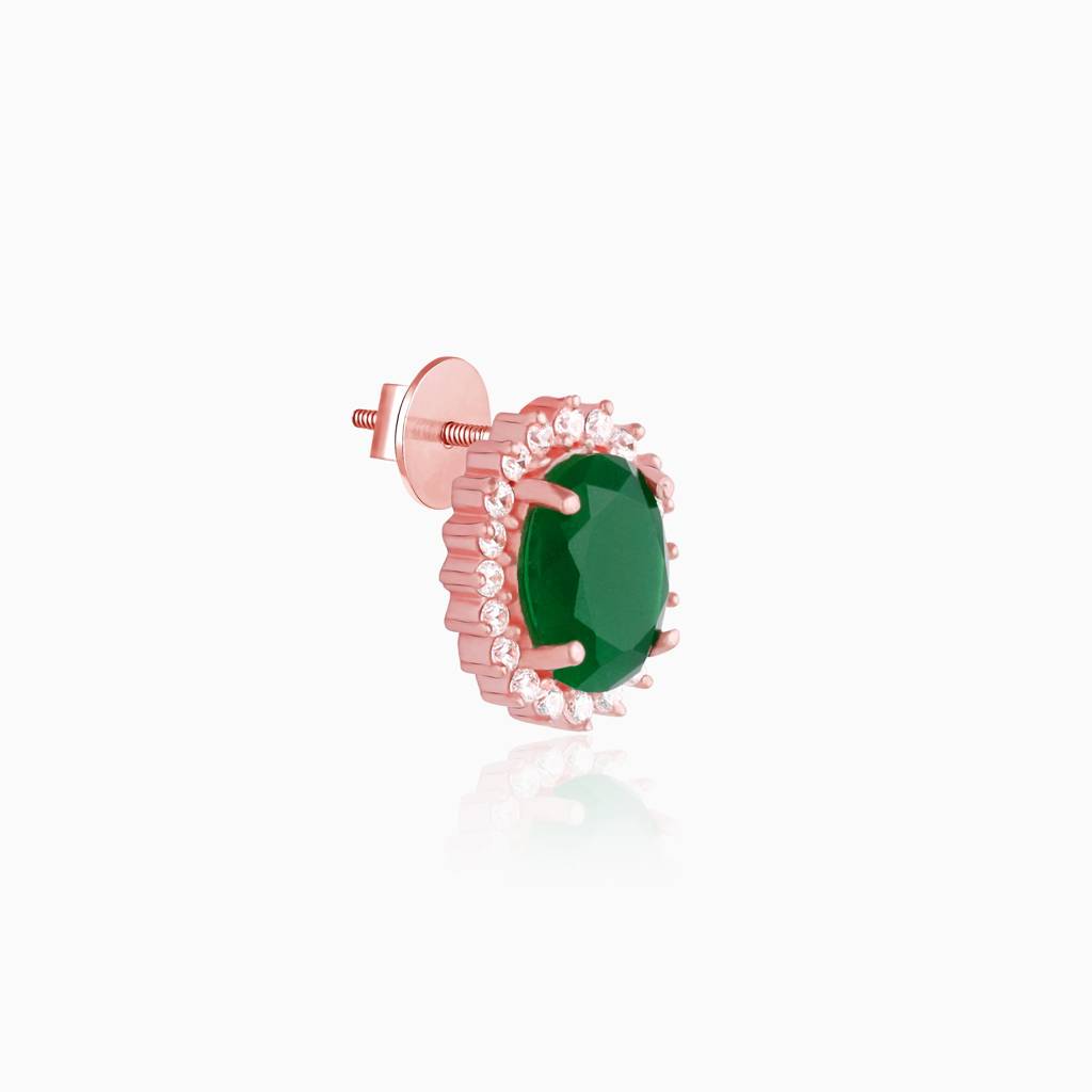 Rose Gold Evergreen Halo Studs : ER0810