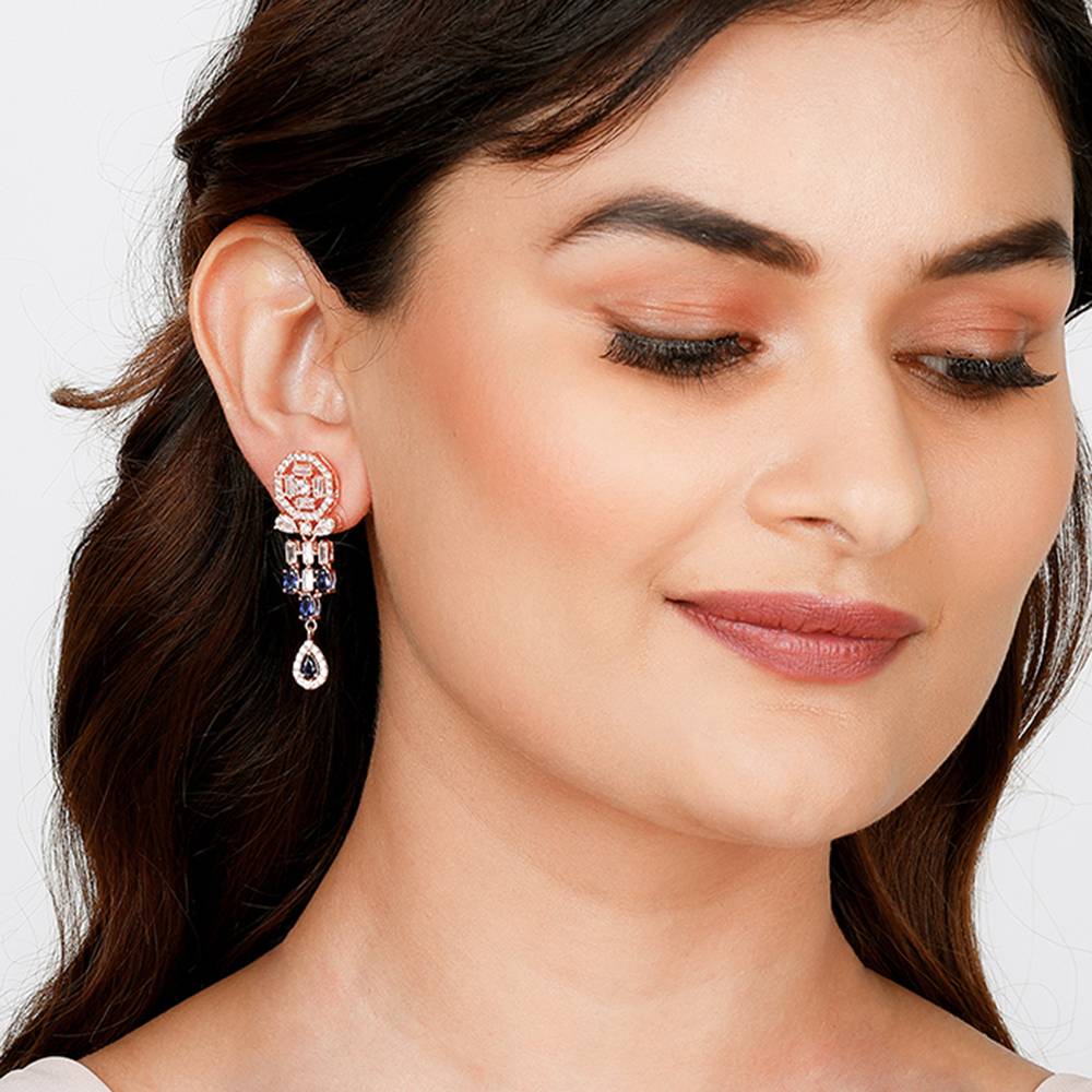 Giva 925 Rose Gold Bluestone Alley Earrings| Drops To Gift Women & Girls : ER0847