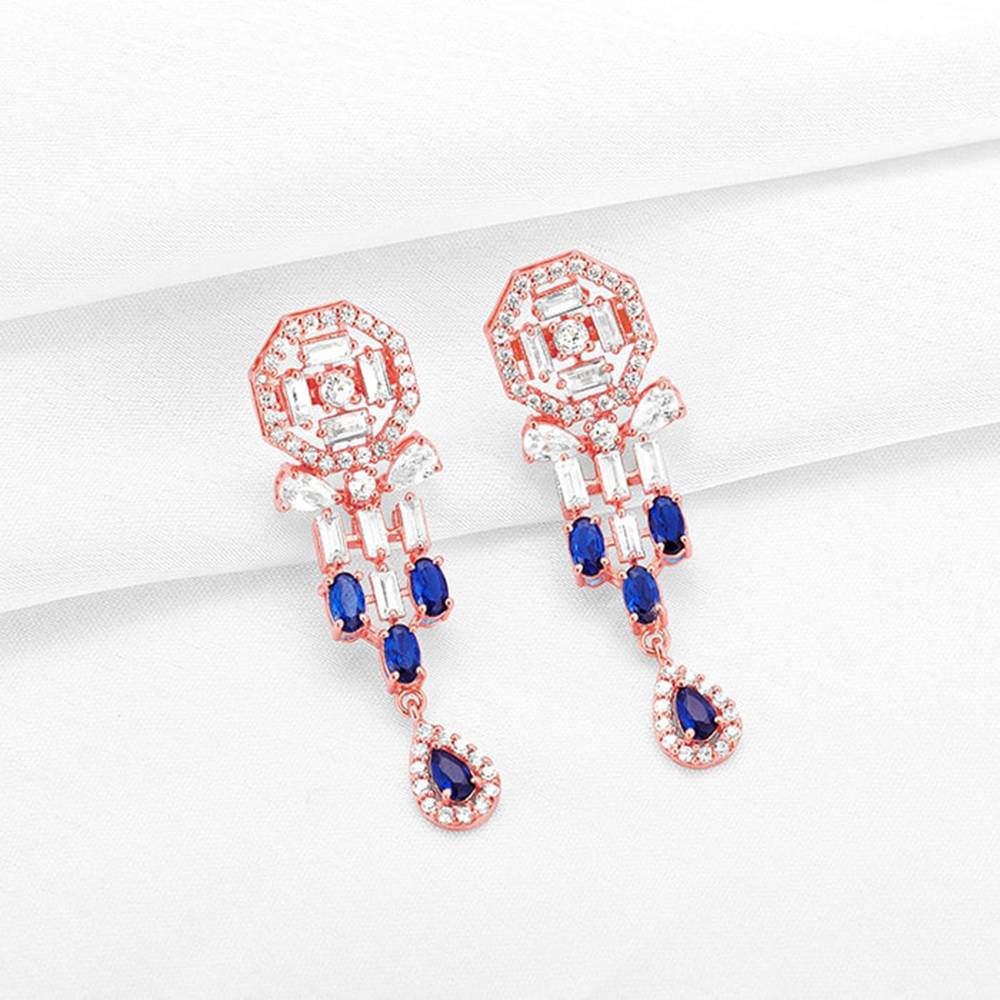 Giva 925 Rose Gold Bluestone Alley Earrings| Drops To Gift Women & Girls : ER0847