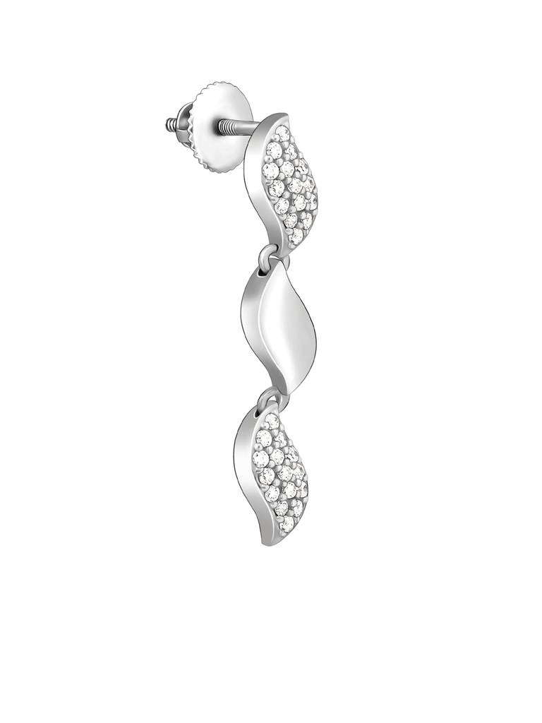 GIVA 925 Sterling Silver Zircon Studded Wavelet Necklace and Earrings Set
