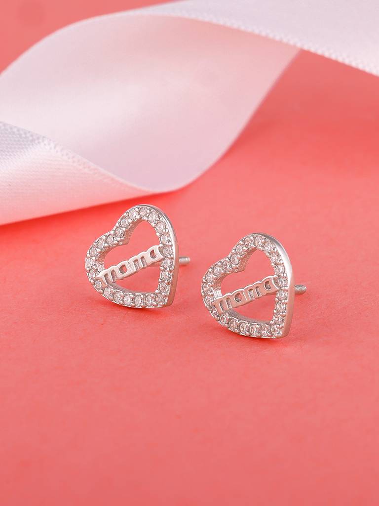 GIVA 925 Sterling Silver Mothers Heart Stud Earrings