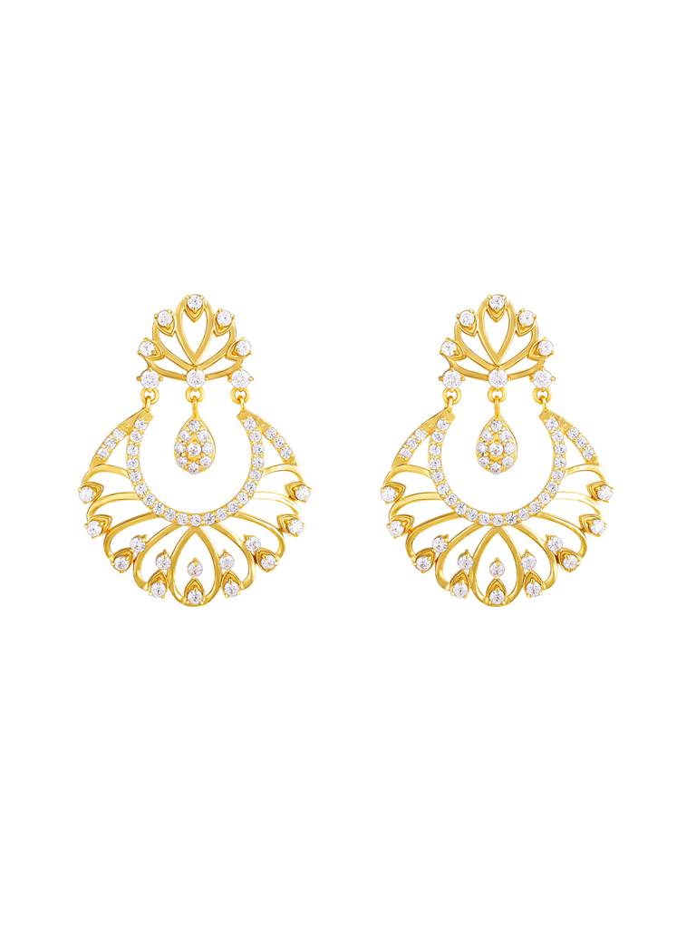 GIVA 925 Sterling Silver Golden Royal Grace Chandbali Earrings