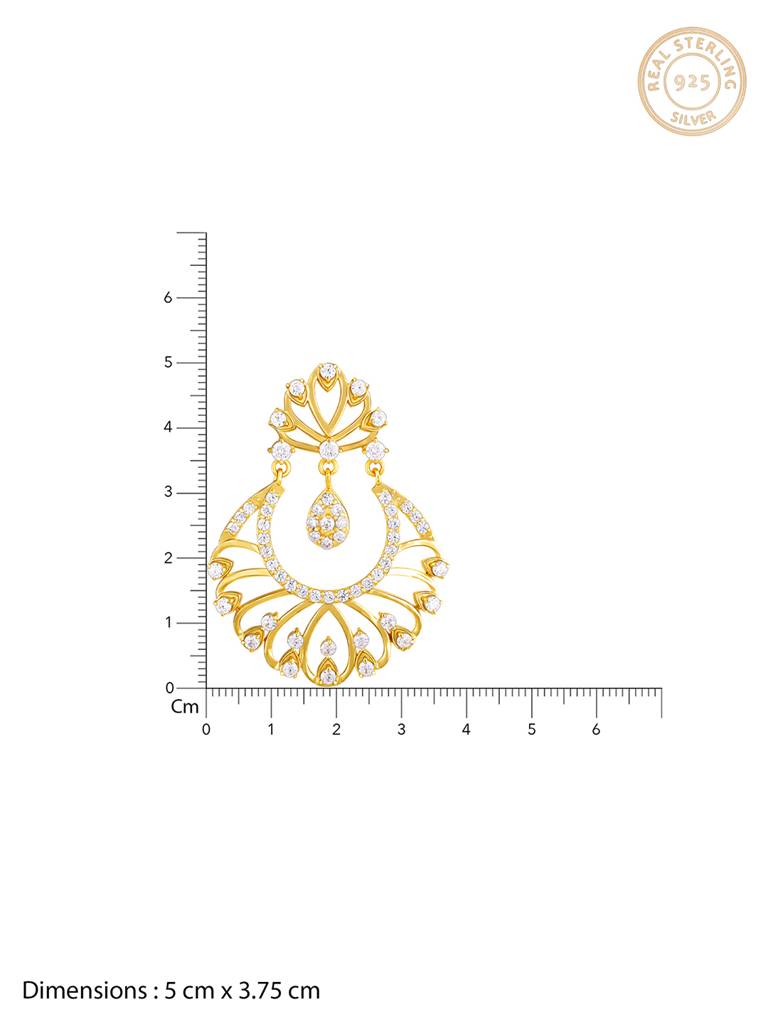 GIVA 925 Sterling Silver Golden Royal Grace Chandbali Earrings