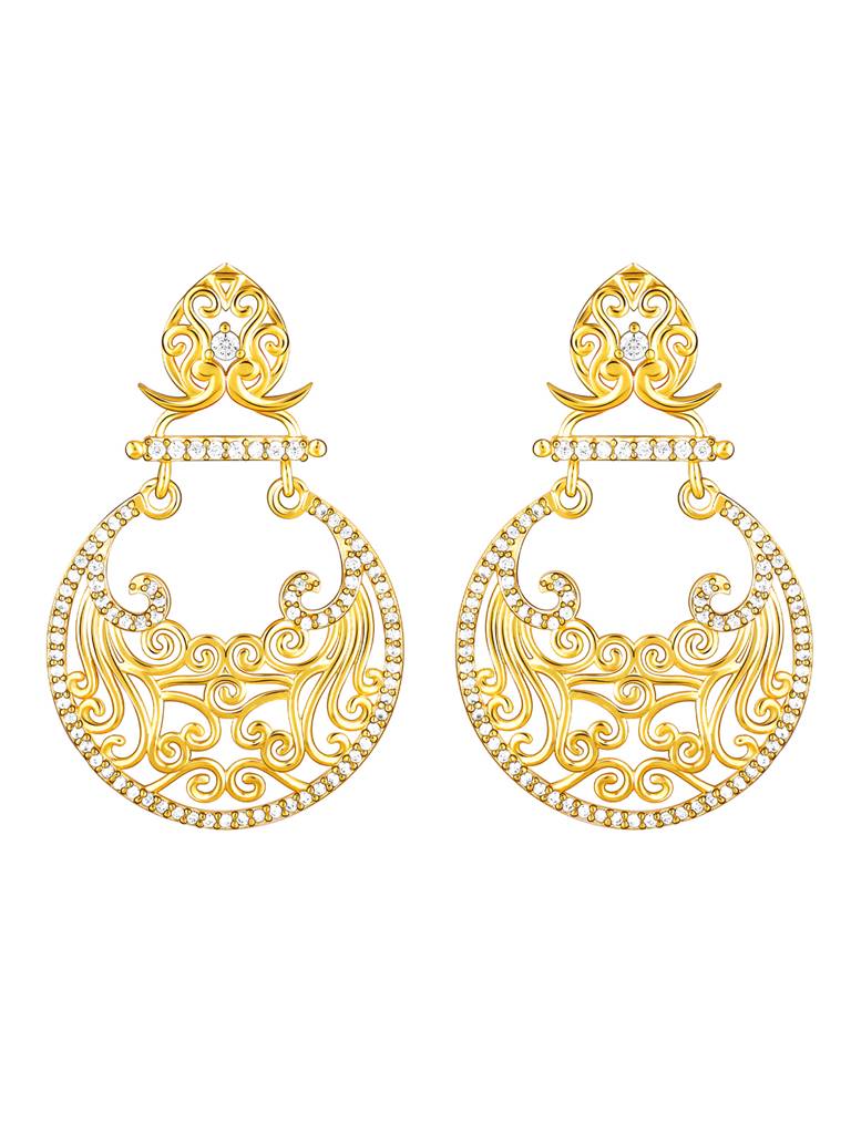 GIVA 925 Sterling Silver Golden Festive Decor Chandbali Earrings