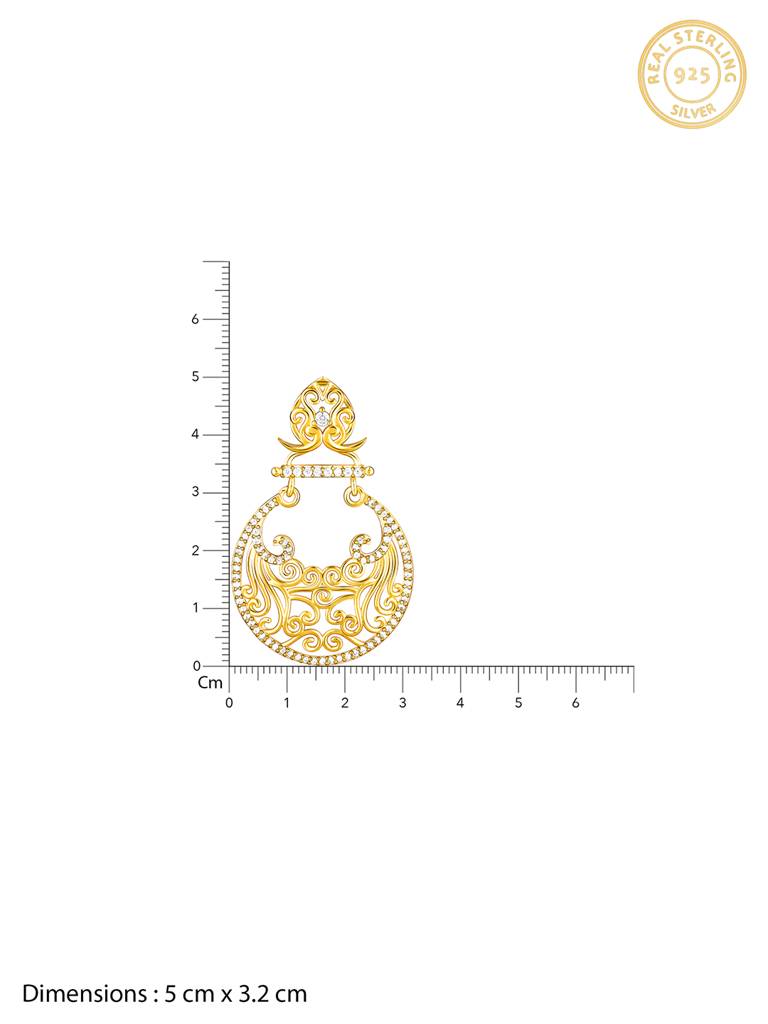 GIVA 925 Sterling Silver Golden Festive Decor Chandbali Earrings
