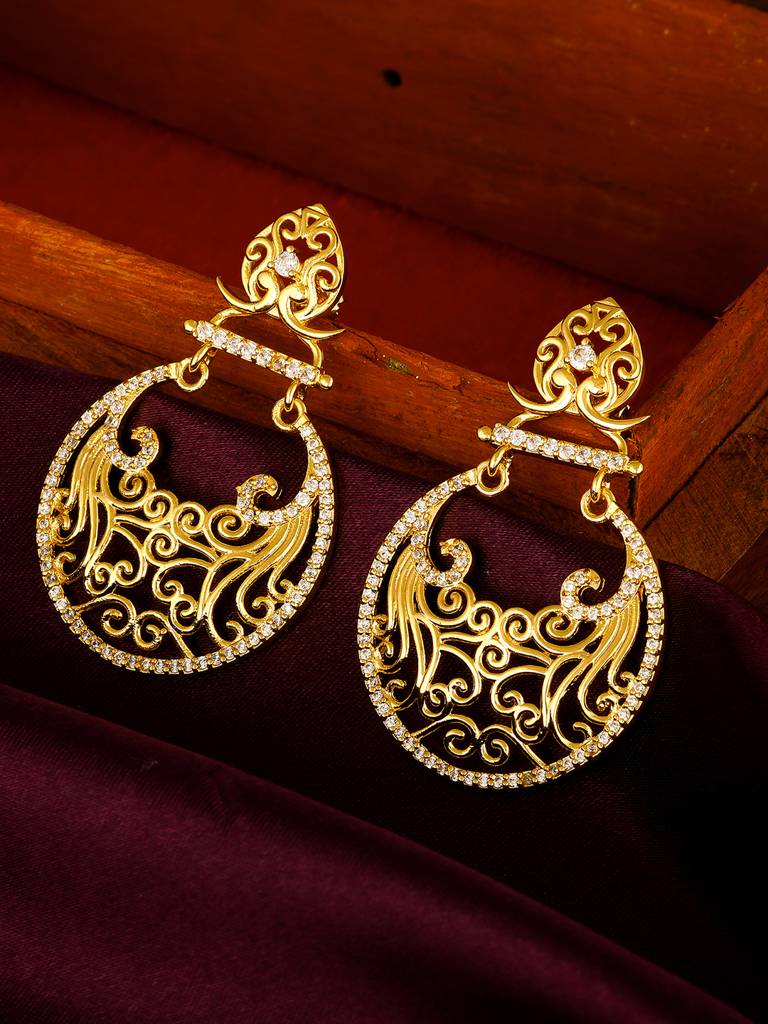 GIVA 925 Sterling Silver Golden Festive Decor Chandbali Earrings