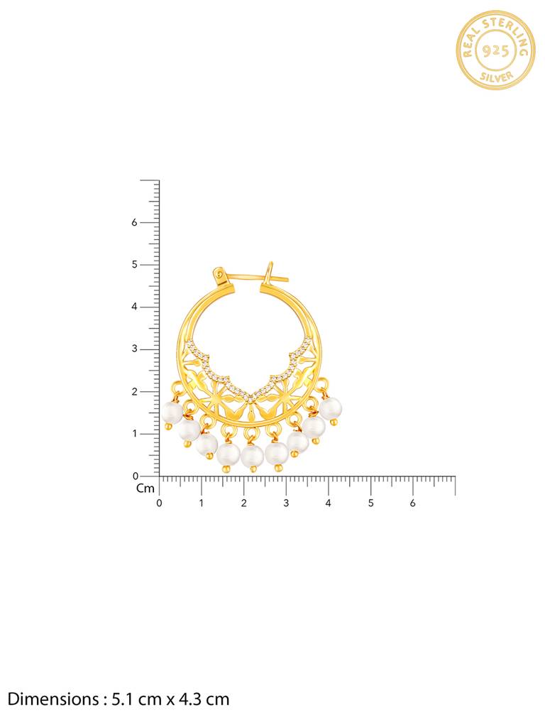 GIVA 925 Sterling Silver Golden Pearl Drop Chandbali Earrings