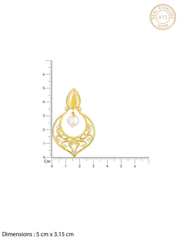 GIVA 925 Sterling Silver Golden Royal Lantern Chandbali Earrings