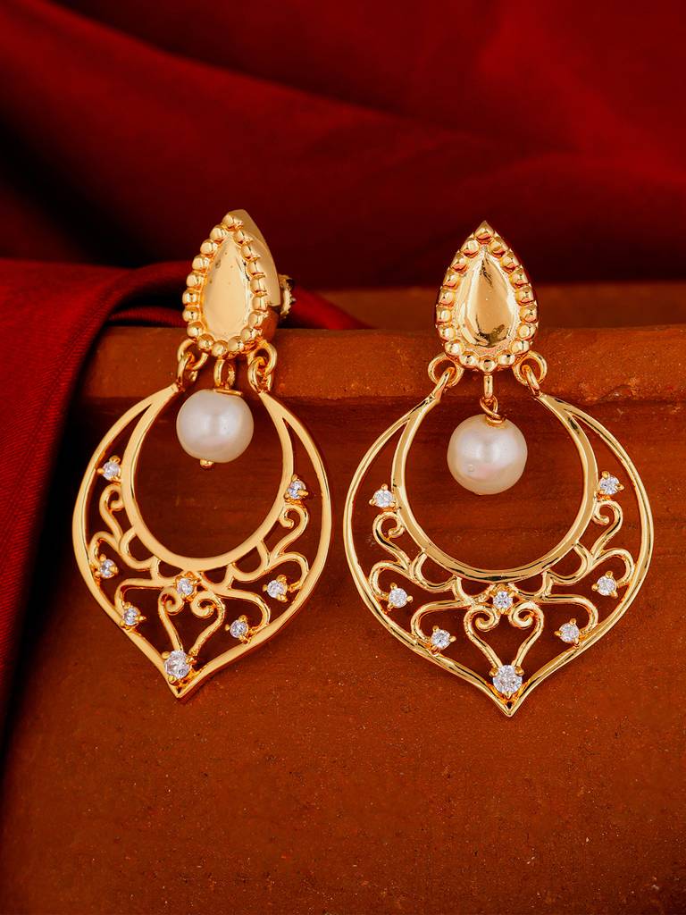 GIVA 925 Sterling Silver Golden Royal Lantern Chandbali Earrings