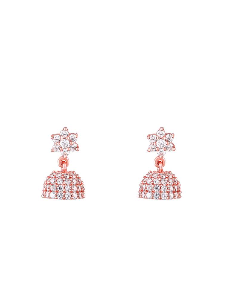 GIVA 925 Sterling Silver Rose Gold Classic Sparkly Jhumki