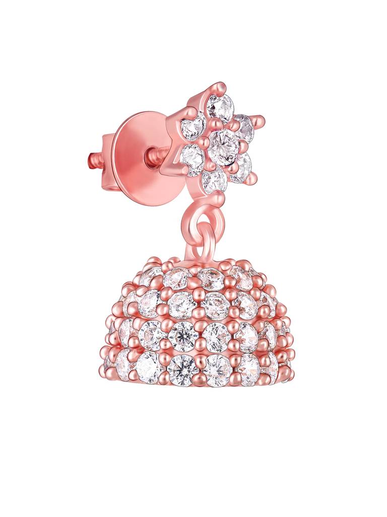 GIVA 925 Sterling Silver Rose Gold Classic Sparkly Jhumki