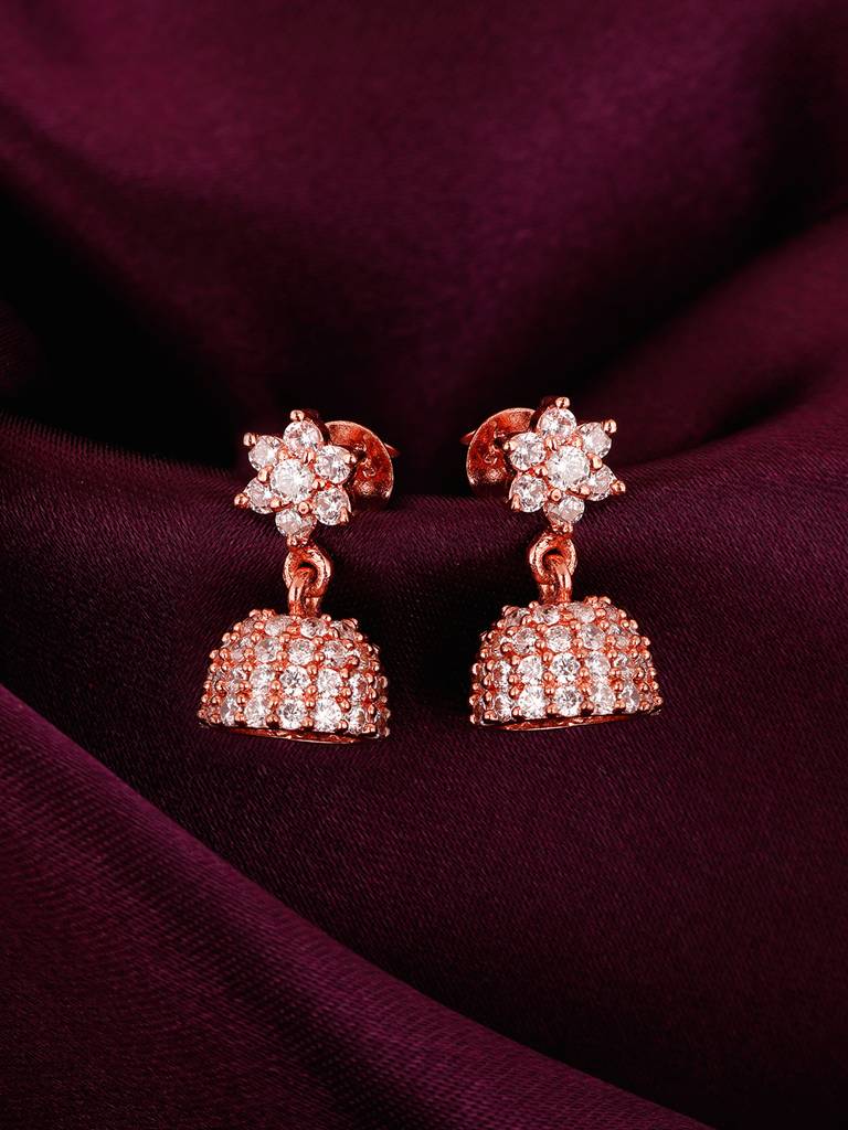 GIVA 925 Sterling Silver Rose Gold Classic Sparkly Jhumki