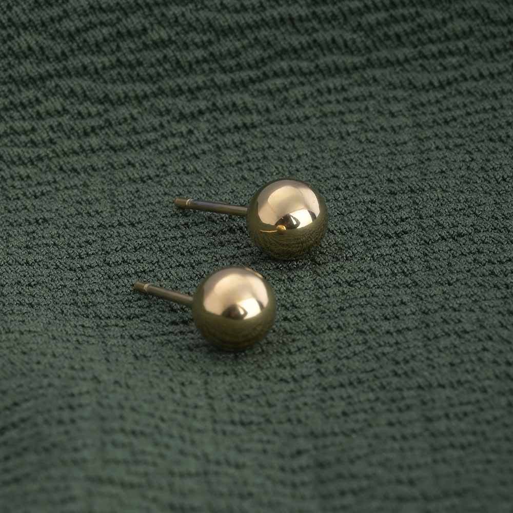 Plain Ball Stud Earrings For Womens Waterproof & Anti-Tarnish : ER096-6-G