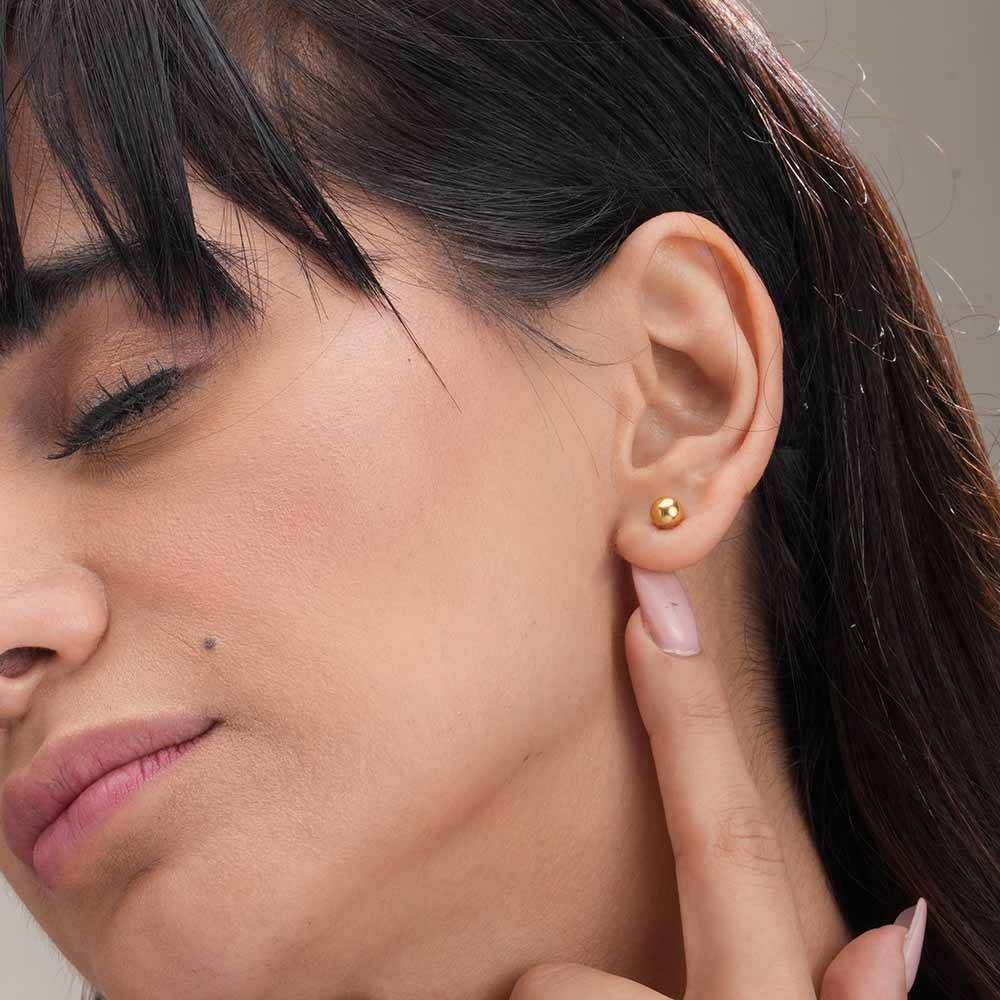 Plain Ball Stud Earrings For Womens Waterproof & Anti-Tarnish : ER096-6-G