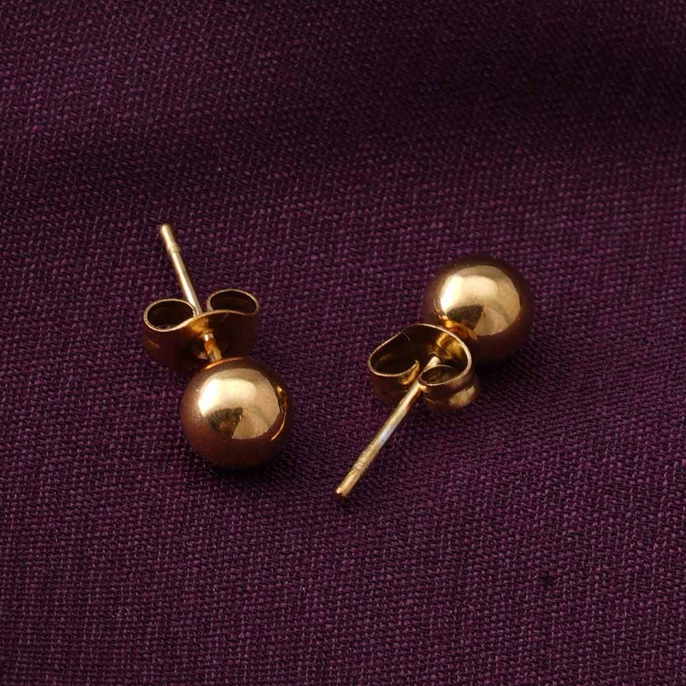 Plain Ball Stud Earrings For Womens Waterproof & Anti-Tarnish : ER096-6-G