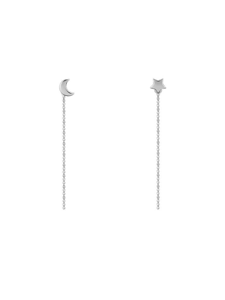 Silver Star & Moon Mismatch Earrings : ER0970