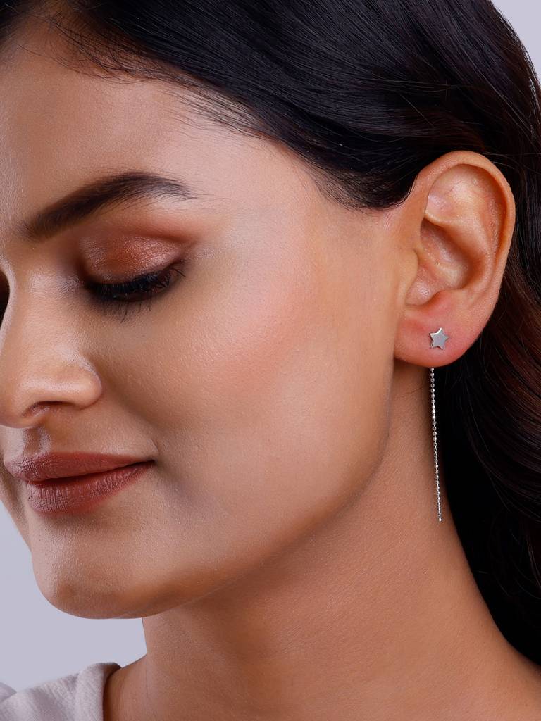 Silver Star & Moon Mismatch Earrings : ER0970
