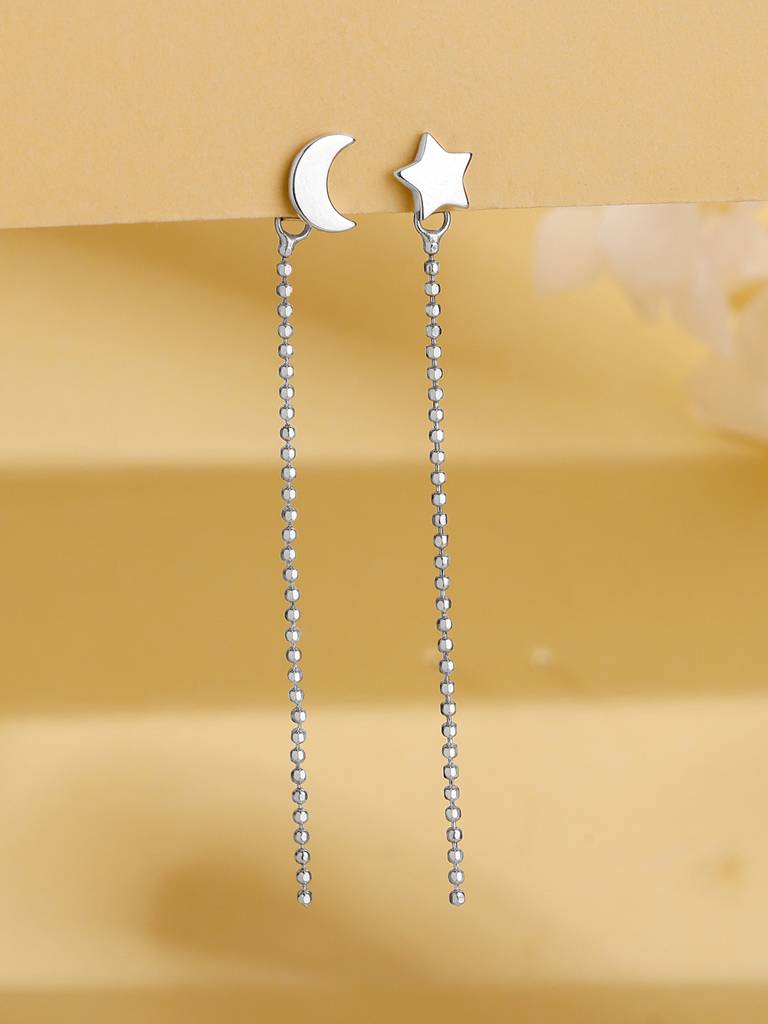 Silver Star & Moon Mismatch Earrings : ER0970