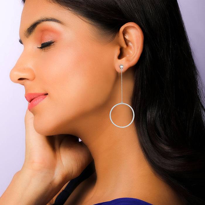 Silver Hoop Dangler Earrings : ER01040