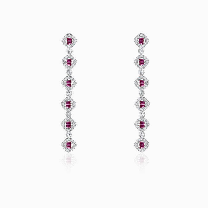 Silver Touch Of Pink Dangler Earrings : ER01048