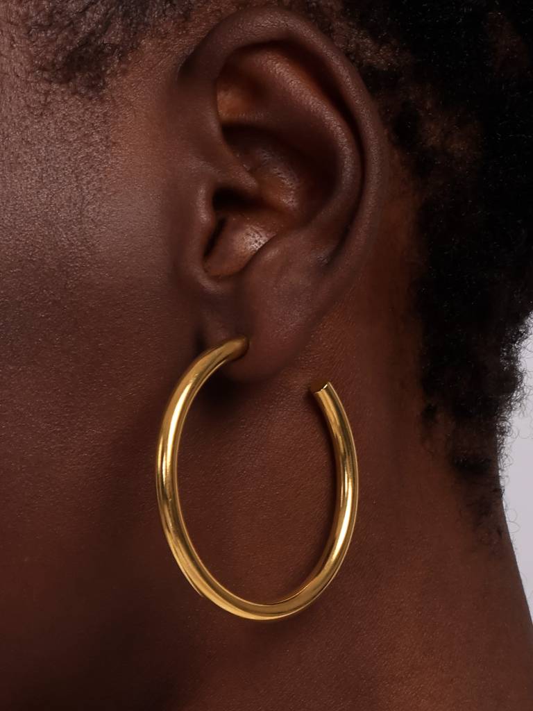 Stainless Steel C-Shaped Hoop Earrings : ER108-G