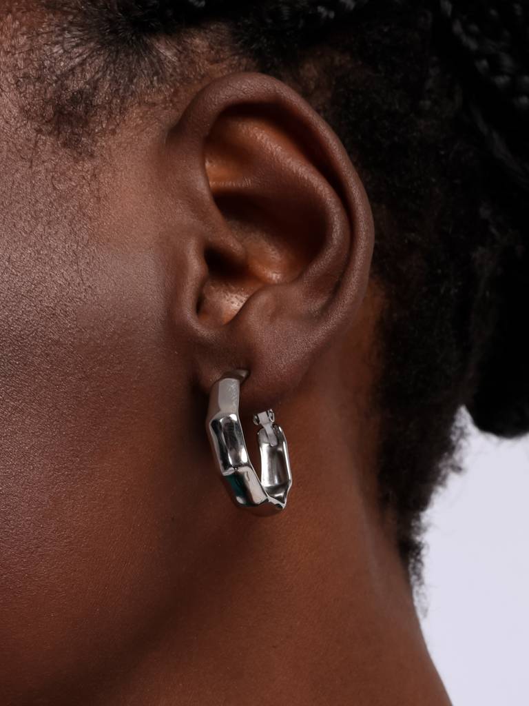 Womens Octagon Hoop Earrings : ER109-S